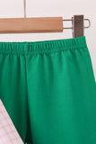 Pink Plaid Gingerbread Embroidery Ruffle Pants Set