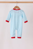 Blue Milk Santa Cookies Stripe Romper