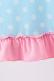 Blue Milk Santa Cookies Ruffle Dress
