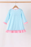 Blue Milk Santa Cookies Ruffle Dress