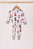 Grey character bamboo zipper romper