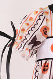 Pumpkin bow embroidery ruffle bubble