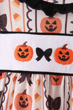 Pumpkin bow embroidery ruffle bloomer set