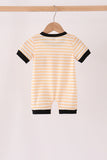 Pumpkin embroidery stripe romper