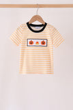 Pumpkin embroidery stripe top