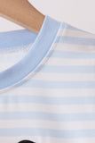 Blue stripe spider embroidery top