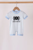 Blue stripe spider embroidery romper
