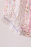 Pink floral turkey embroidery ruffle bubble