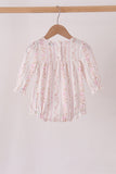 Pink floral turkey embroidery ruffle bubble