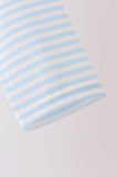 Blue turkey embroidery stripe top