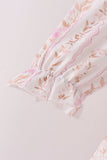 Pink floral turkey embroidery ruffle pants set