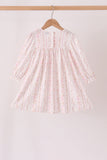 Pink floral turkey embroidery ruffle dress