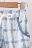 Blue plaid jogger set
