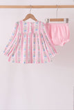 Pink Pearl Bow Floral Bloomer Set