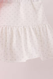 Pink pumpkin embroidery skorts set