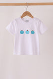 Blue pumpkin embroidery top