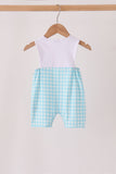 Blue pumpkin embroidery gingham jonjon
