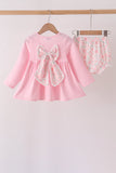 Pink floral bow bloomer set