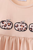 Leopard pumpkin applique pants set