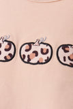 Leopard pumpkin applique skorts set
