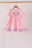 Pink goose embroidery ruffle dress