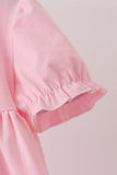 Pink goose embroidery ruffle dress