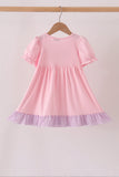 Pink goose embroidery ruffle dress