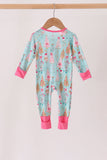 Green christmas tree bamboo zipper romper