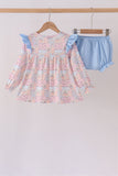 Pink pumpkin ruffle bloomer set
