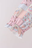 Pink pumpkin ruffle pants set