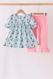 Green mallard ruffle  pants set