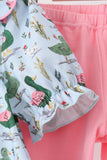 Green mallard ruffle  pants set