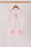 Pink santa claus dot applique ruffle romper