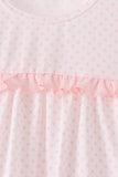 Pink santa claus dot applique ruffle pants set