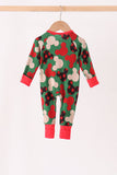 Red character bamboo zipper romper