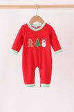 Red Gingerbread Tree Embroidery Romper