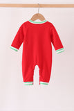 Red Gingerbread Tree Embroidery Romper