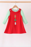 Red Gingerbread Tree Embroidery 2pc Set