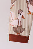 Brown goose print bamboo pajama set