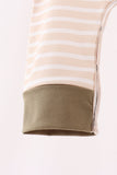 Olive turkey applique stripe romper