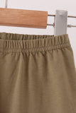Olive turkey applique stripe pants set