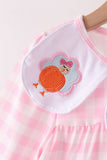 Pink Turkey Embroidery Gingham Bloomer Set