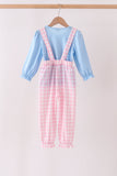 Pink Turkey Embroidery 2pc Jumpsuit Set