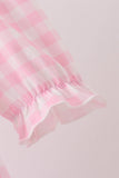 Pink Turkey Embroidery Gingham Dress