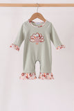 Sage Turkey Applique Ruffle Romper