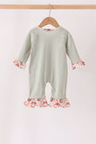 Sage Turkey Applique Ruffle Romper