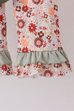 Sage Turkey Applique Ruffle Pants Set