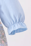 Blue Floral Bow Smocked 2pc Bubble Set