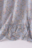 Blue Floral Ruffle Mom Dress