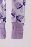Purple Bow Zip Bamboo Romper